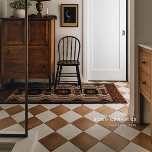 Burn French Retro Checkerboard Plaid Pure Color Square Tiles Kitchen Bathroom Floor Tiles Bathroom Wall Tiles Restaurant Tiles