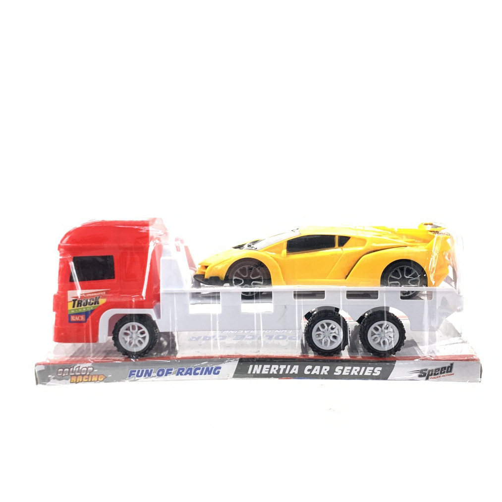 Simulación transfronteriza para niños, coche de juguete inercial, remolque, coche de ingeniería, modelo de casa, juguete para niños, regalo al por mayor