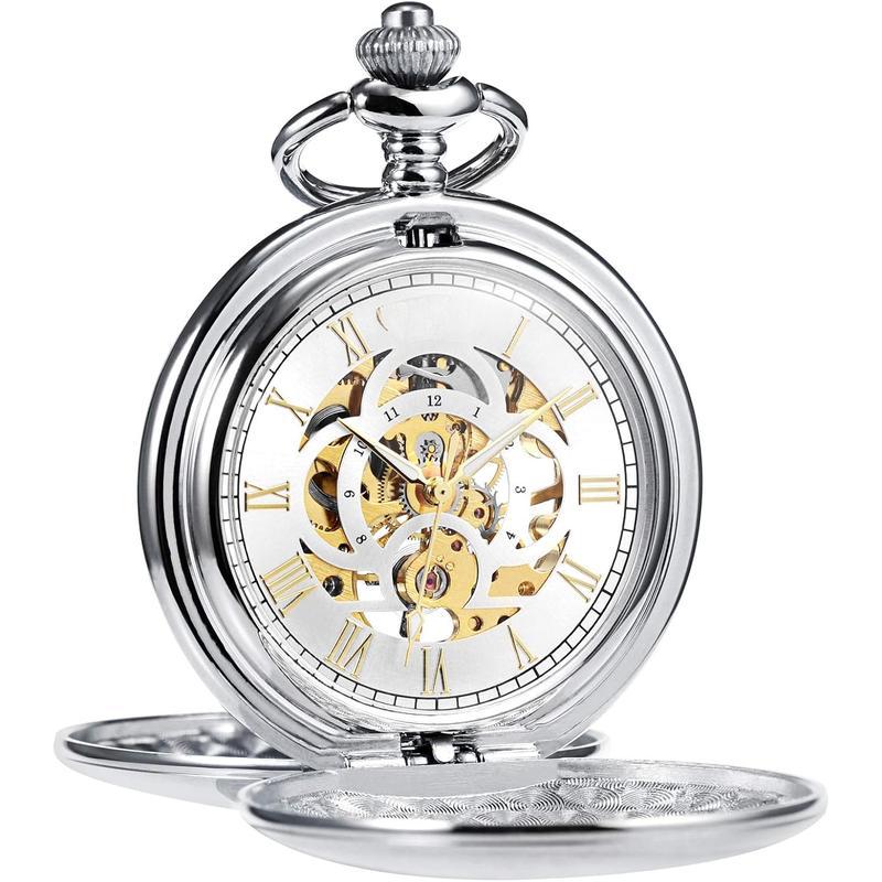 2025 New Cross-Border Dropshipping Men's Mechanical Pocket Watch Retro Steampunk Smooth Type