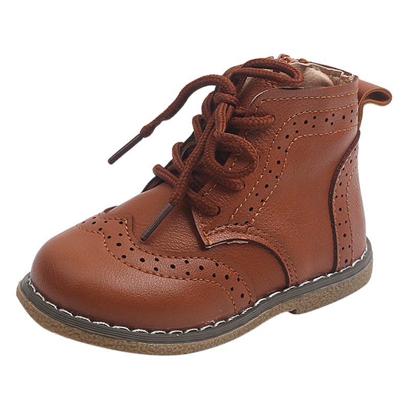Детская кожаная обувь в британском стиле в стиле ретро, высокие сапоги для девочек в корейском стиле, одинарные сапоги, осень 2023, новые кожаные сапоги для мальчиков