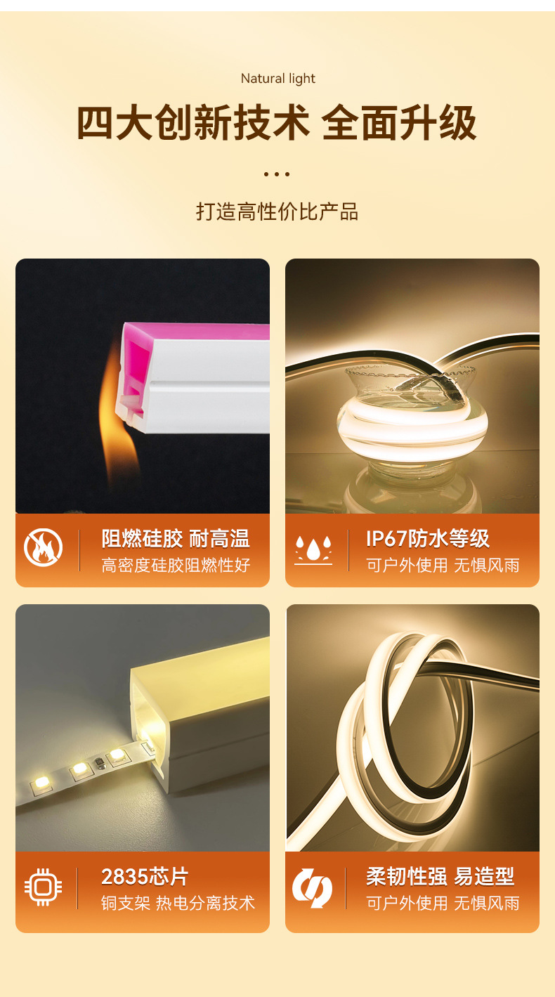 led硅胶灯带嵌入式圆形顶氛围造型户外防水软灯带柔性套管线性灯-阿里巴巴