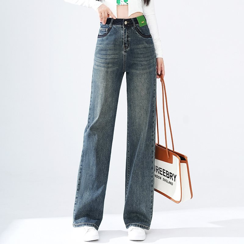 Lee Jeans Women's genuine goods Fashion High Waist Wide Leg Pants 24 New Style Mop Pants Slim Slimming Narrow Straight Pants