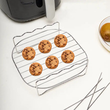 户外便携式不锈钢烧烤架空气炸锅烤架现货批发双层蒸架圆形烤鱼架