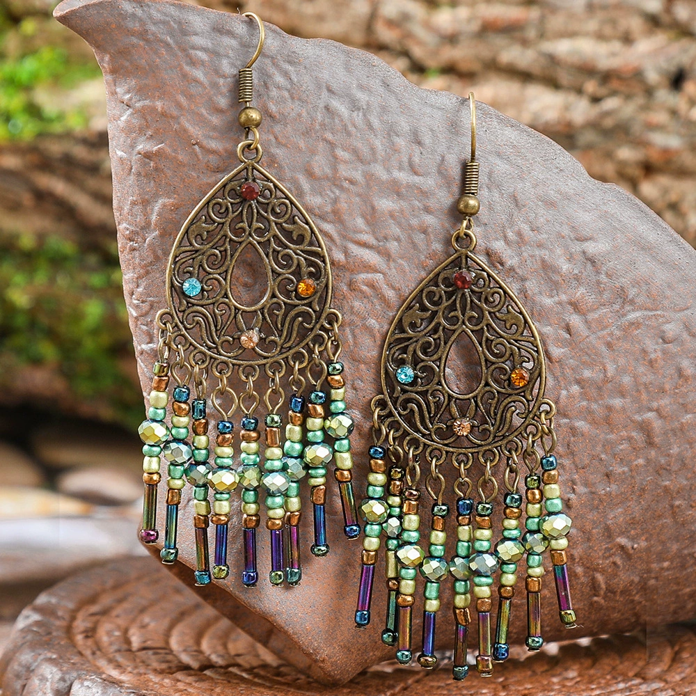 Серьги ретро этно Handmade, кисточка-талисман бохо низкопроходимые клипсы, лёгкий