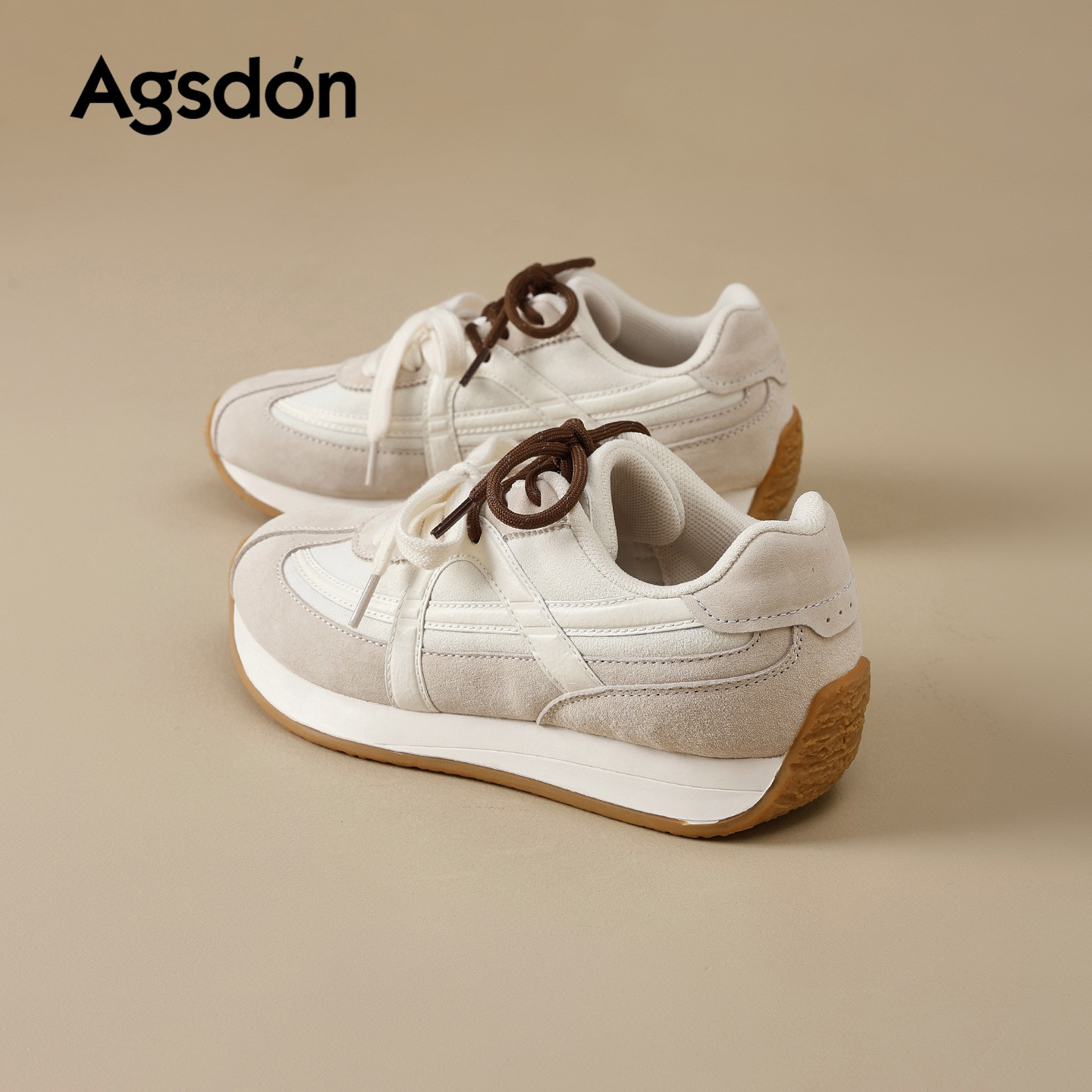 Augu Lion Dengde zapatos de entrenamiento para mujeres 2026 nuevos zapatos de ballet de primavera con suela gruesa zapatos deportivos casuales retro Gump zapatos blancos