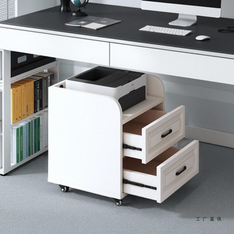 impresora debajo del escritorio estante de almacenamiento ecológico tablero de partículas cajón de doble capa móvil gabinete de archivos de oficina silenciosa corredera de almacenamiento