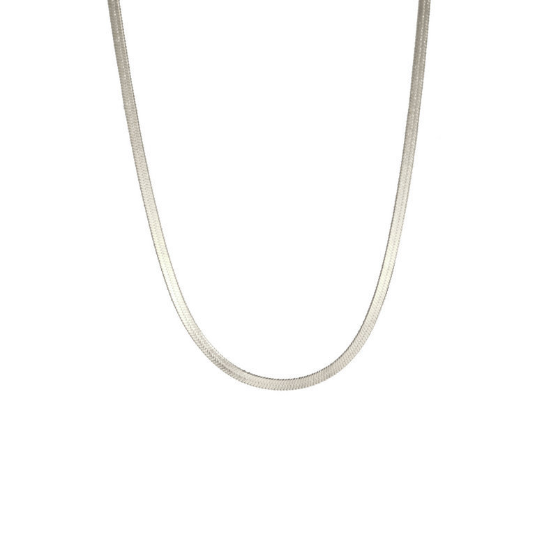 2mm wide snake bone chain (steel color) / Length (40cm+5cm)