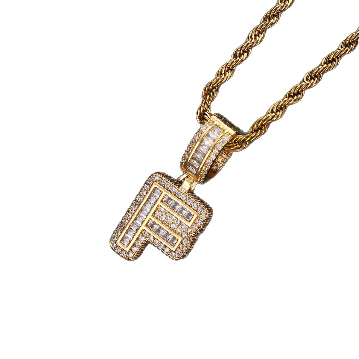 Hip-hop pop transfronterizo letras colgantes collares de piedras joyerías personales europeas y estadounidenses nicho diseño collar de hombre