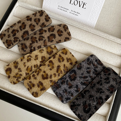 Autumn leopard print hair clip, natural style hair clip, side BB clip, retro stylish short hair fringe clip, head accessory