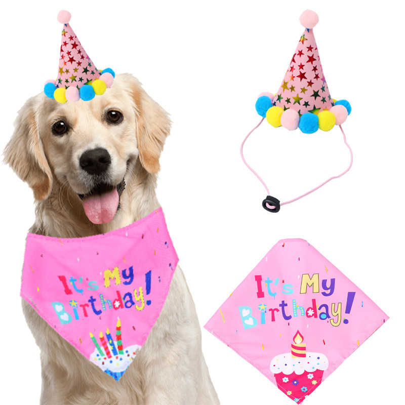Especial transfronterizo para mascotas fiesta de cumpleaños tire bandera perro garra globo perro cumpleaños saliva toalla cumpleaños sombrero pajarita
