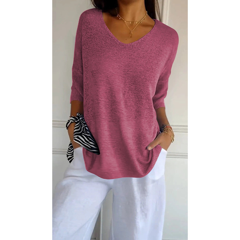 Women's Sweater 3/4 Length Sleeve Sweaters & Cardigans Simple Style Solid Color display picture 8