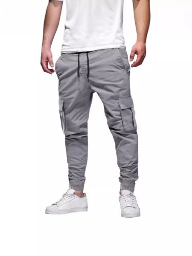 European and American men's multi-pocket drawstring casual Japanese-style work pants for autumn and summer