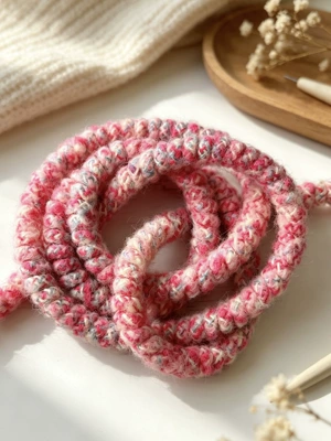 Saç üçün rezinlər – Rainbow telephone cord autumn and winter - raspberry-grey-sugar