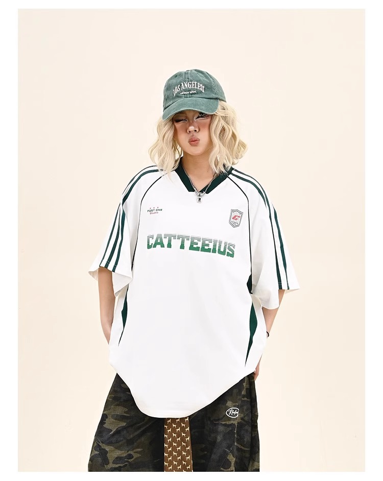 Amrican-styl Sports Short-slv T-shirt Mn And Womn, Loos Fit For Summr, Coupl's Raglan Slv V-nck_viptrois.com