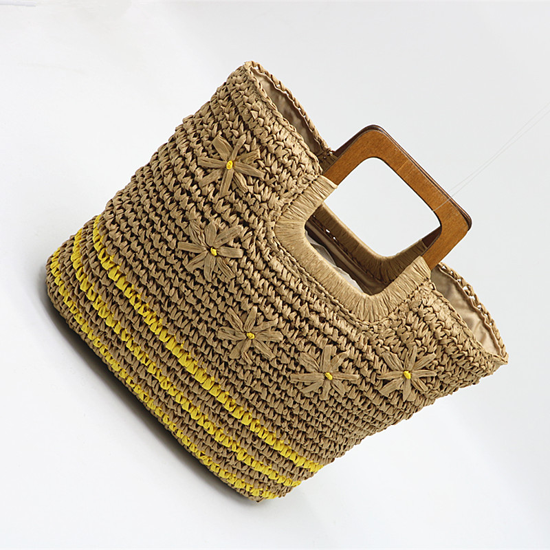 719g Weight Zipper Closure Type Top Handle Strap Type Straw Bag Bags Type Casual Occasion Straw Material Color Block Pattern Spring&Summer Season Women's Gender Vacation Style Square Shape Medium Size Women's Medium Straw Color Block Vacation Square Zipper Straw Bag 9