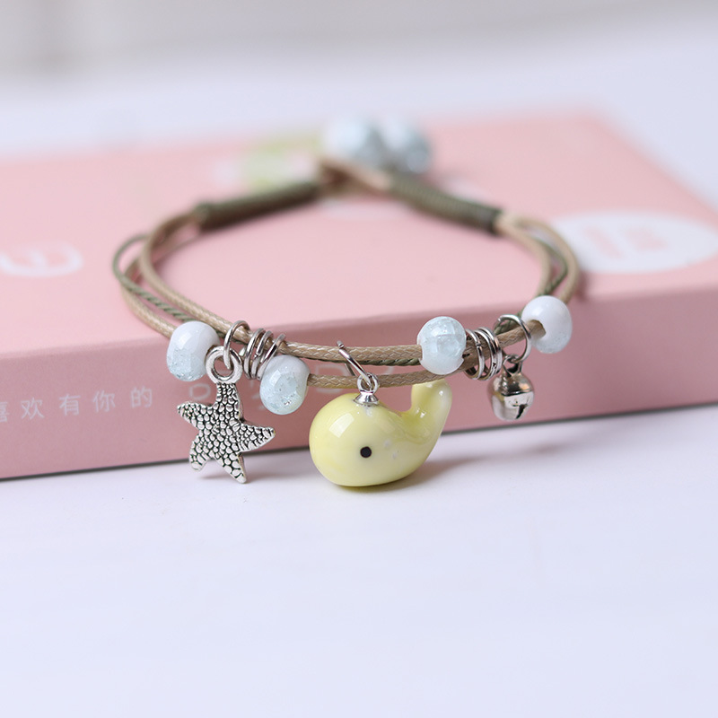 Cute Whale Cartoon Bracelet for Women Creative Cartoon Braided Ceramic Bracelet Casual Bracelet for Women Spot Wholesale