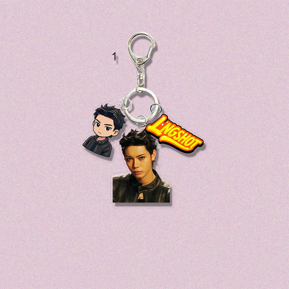 Акриловый брелок для сумки (LNGSHOT), набор из 4 дизайнов, фото + чиби, вес 0,016 кг