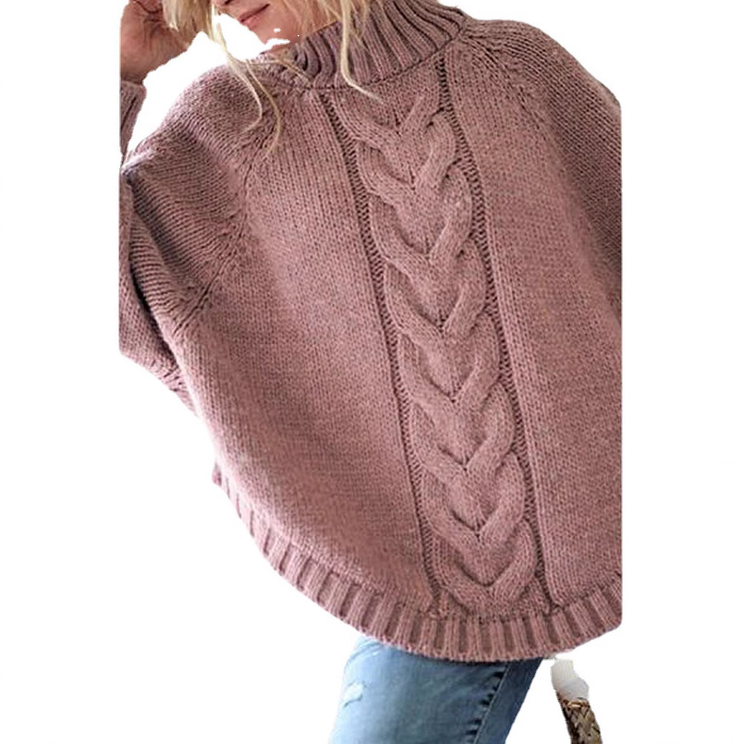 Venta directa de fábrica deseo transfronterizo europeo y americano otoño e invierno nuevo más tamaño suelta Batwing manga suéter de punto de las mujeres image 5