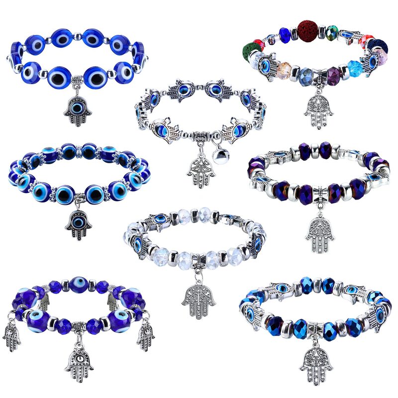 Cross-border Devil's eye Bracelet Evil eye Palm Pendant Bracelet Glazed Eyes Beaded Couple Bracelet