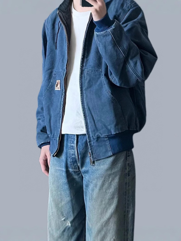 クロスボーダー高品質 Carh カハ ダメージ加工 ワークウェア フード付き アメリカン レトロ 秋冬 フード付き スウェット ジャケット j130|undefined
