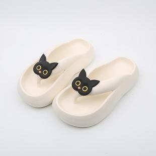 2024 new platform eva slippers women's flip flops bath non-slip deodorant summer outdoor wear height increasing seaside beach