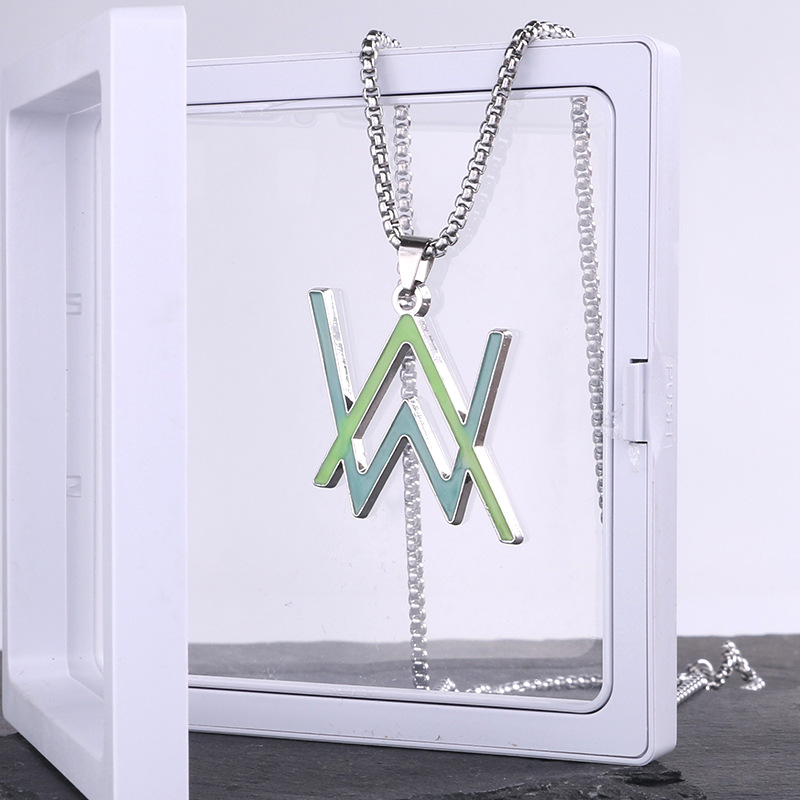 Electric Sound Night Male Hip Hop Alan Walker W Glow Pendant Trendy Brand Necklace Female_voghion.com