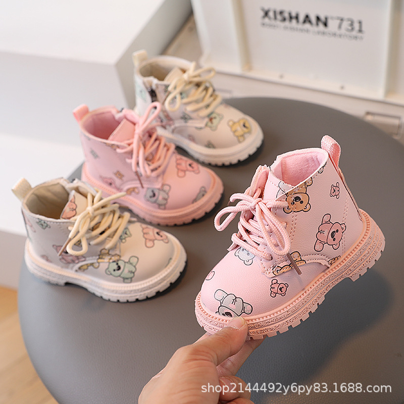 Autumn and Winter Baby Boy Toddler Shoes, Girl's Martin Boots, Children's Cotton Shoes, Toddler Boots, Baby Soft-Soled Leather Boots