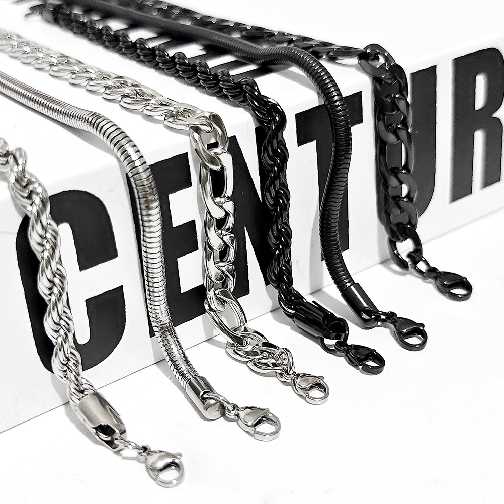 15g Weight Chain Bracelet Classification Titanium Steel Chain Material Twisted Rope Chain, snake chain, figaro chain Chain Type 1 Piece Quantity Daily Occasion Titanium Steel Material Geometric Pattern All Seasons Season Men's Gender Hip-Hop Style Hip-Hop Geometric Titanium Steel Men's Chain Bracelet Men's Chain Bracelets 无