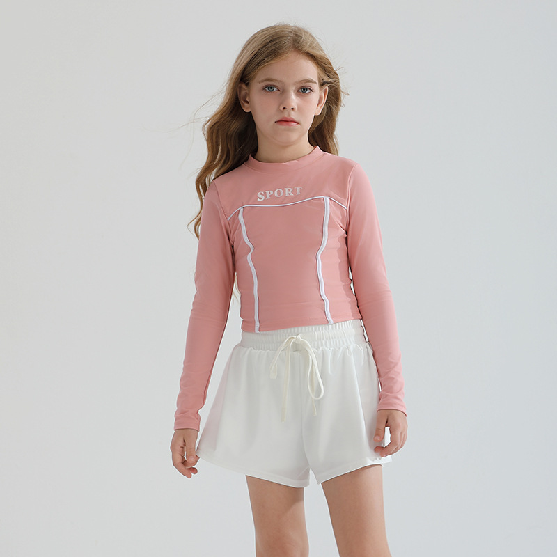 2025 New Children's Swimsuit Girl's Skirt Split Long Sleeve Sunscreen Swimsuit Big Children's Hot Spring Swimming suit