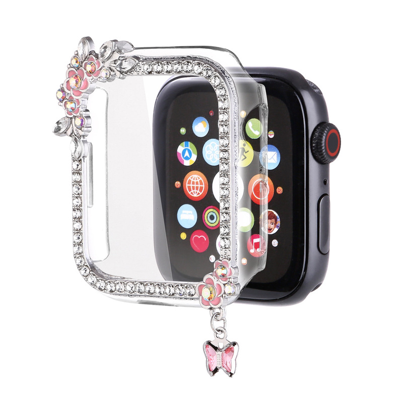 The New Xiaoxiangfeng Style Is Suitable for Apple Watch 678 Generation Watch Protective Case with Diamond-Encrusted Tassel Butterfly Case