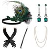 1920s flapper headband feather hair dance party party band earrings necklace glove