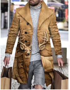 Comercio exterior transfronterizo 2024 otoño nuevo abrigo de lana de solapa impresa Venta caliente ropa de hombre de longitud media