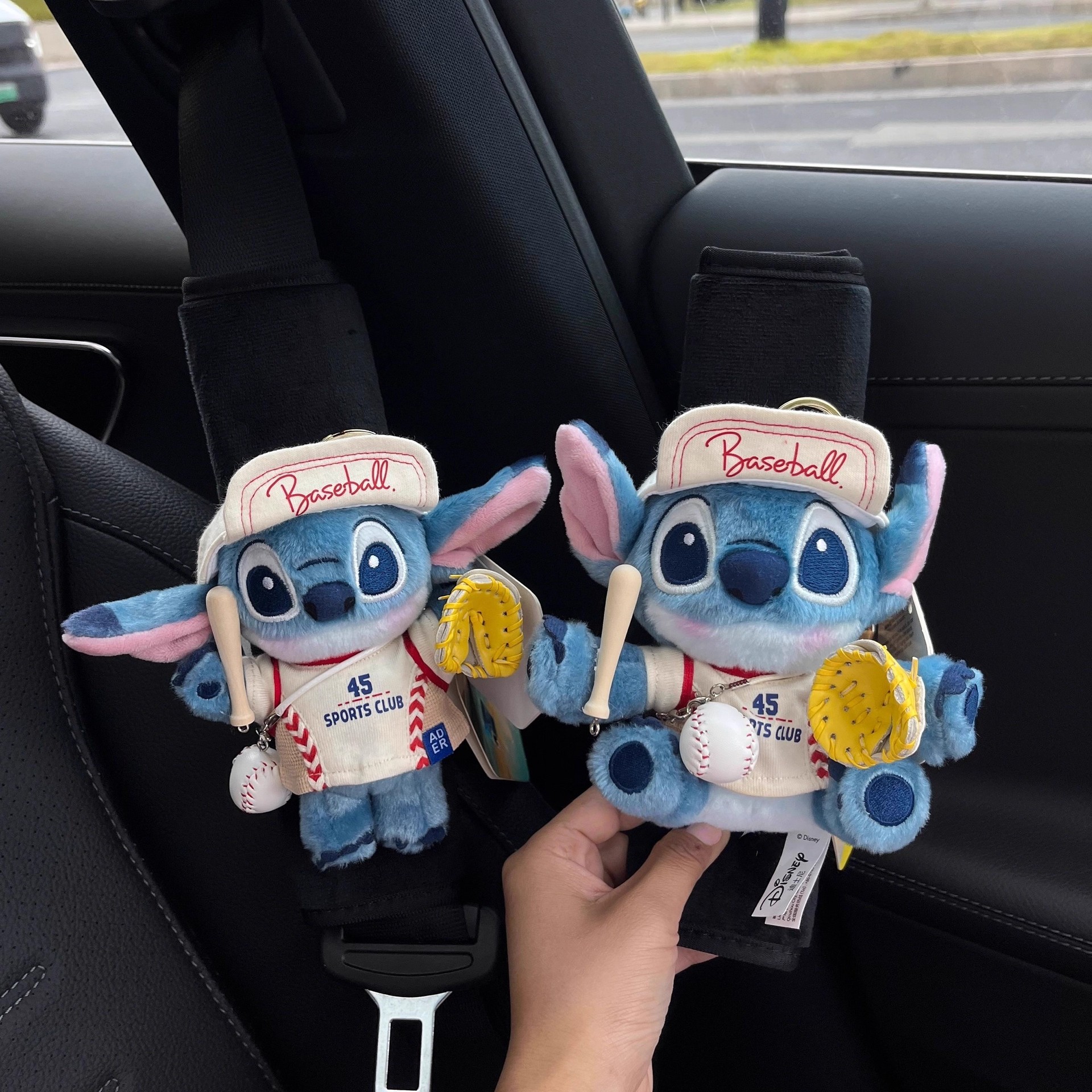 Genuine Baseball Stitch Seat Belt Shoulder Cover Stitch Car Interior Decoration Doll Ornament Female Gift