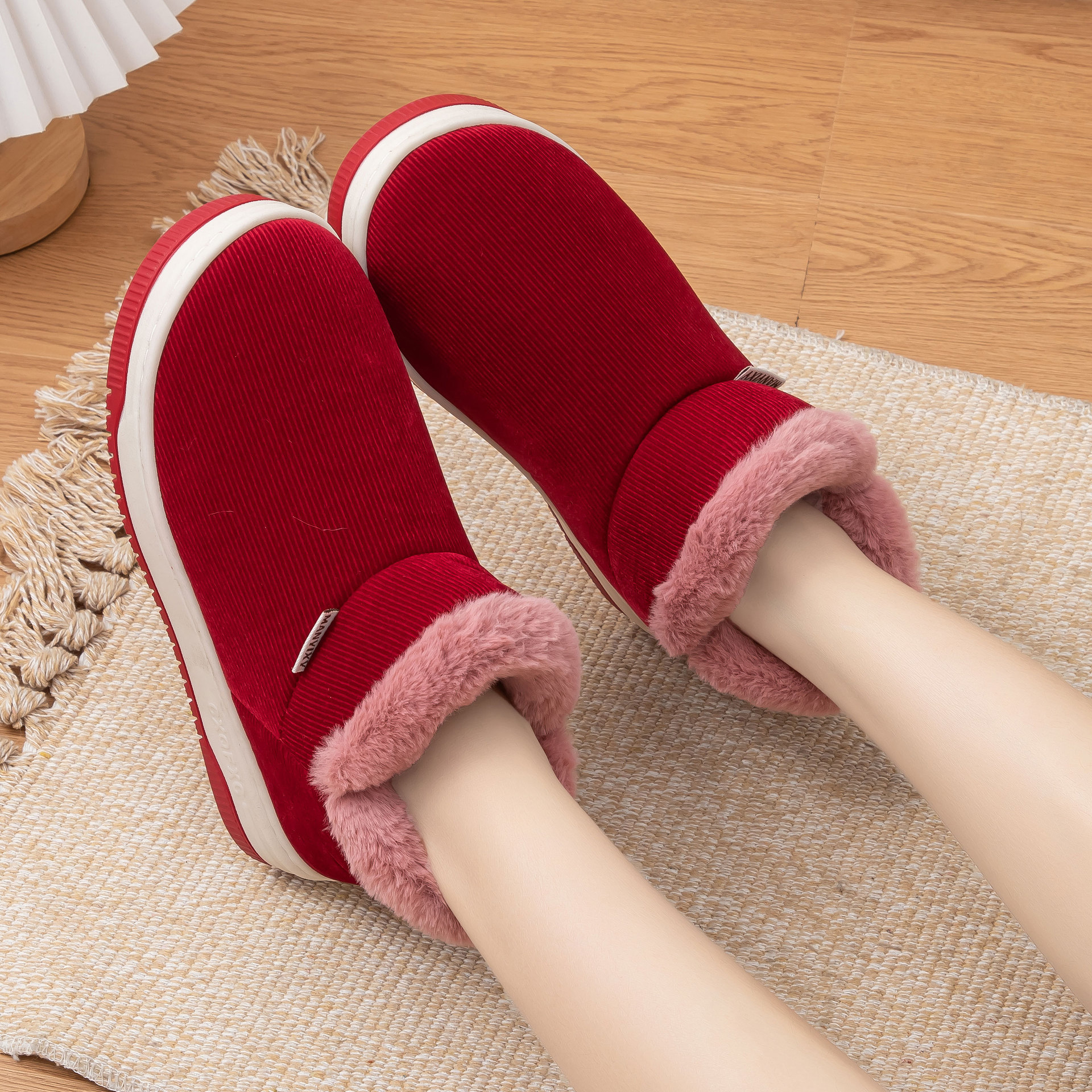 新款时尚棉鞋批发男女加绒保暖防滑月子包跟棉拖居家情侣牛津外贸