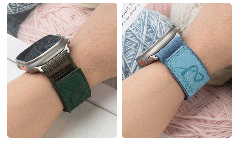 Nylon wild-diameter leather label loop watch strap is suitable for Apple watch series S6789Ultr undefined