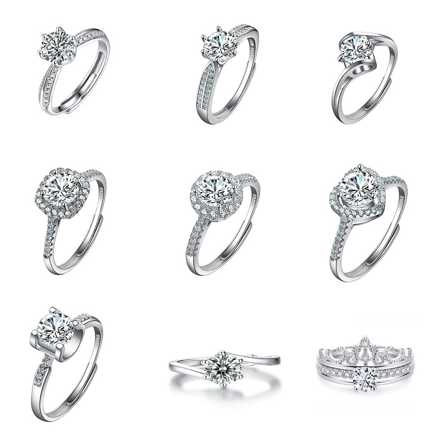 Ядили Live explosion Мосан Stone Diamond Ring Factory Direct Selling One Carat High -end Live Eight Heart Eight Arrow Ring
