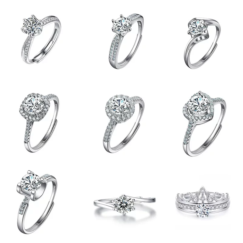 Ядили Live explosion Мосан Stone Diamond Ring Factory Direct Selling One Carat High -end Live Eight Heart Eight Arrow Ring