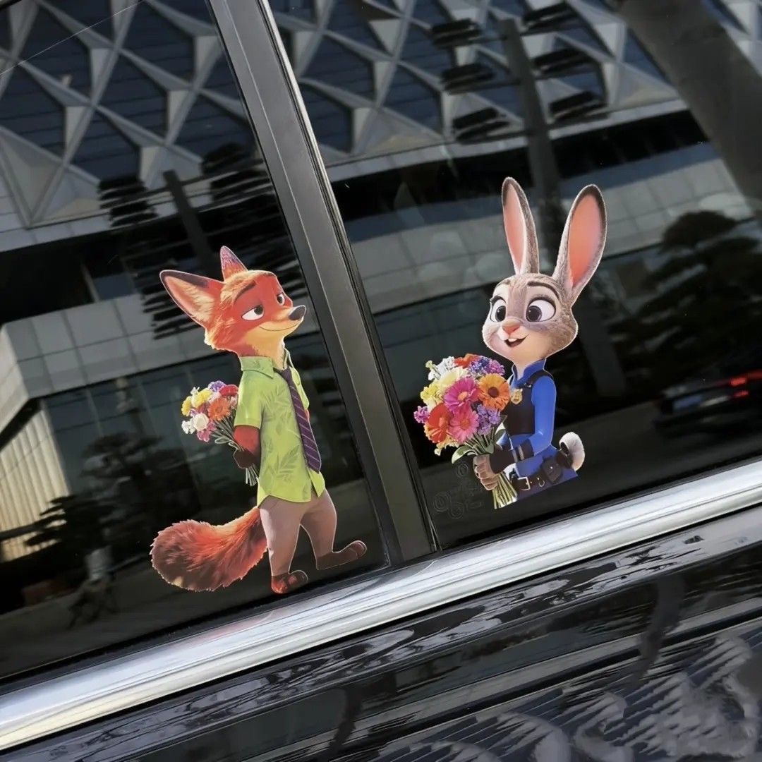 Zootopia Car Window Sticker Judy Cartoon Nick Creative Glass Electric Motorcycle Decorative Sticker