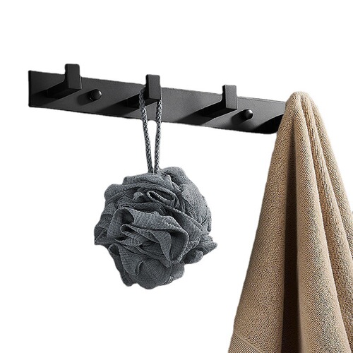 Bathroom towel hooks, clothes hooks, no punching wall hanging, black bathroom clothes row hooks wall manufacturer