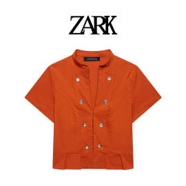 ZARK 欧美新款时尚气质短袖排扣饰上衣 跨境外贸女装批发 7015473