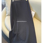 秋装新款西装半身裙气质波点开叉直筒裙黑色深灰色一条口水巾