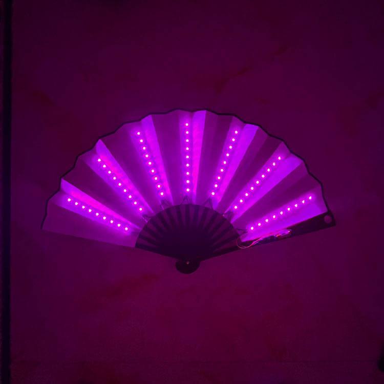 10-pulgadas LED luminoso ventilador discoteca plegable ventilador bar discoteca atmósfera Internet celebridad luminosa rendimiento apoyos tela de seda ventilador
