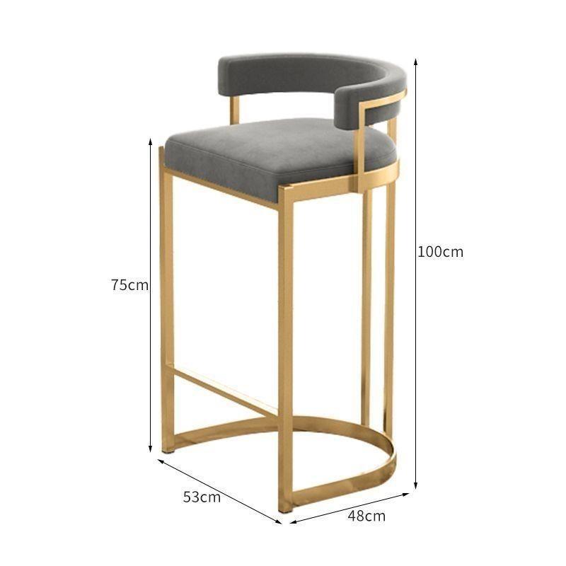 Silla de bar taburetes altos de hierro forjado respaldo casero tablero de aluminio escandinavo de lujo simple silla de bar silla alta image 17