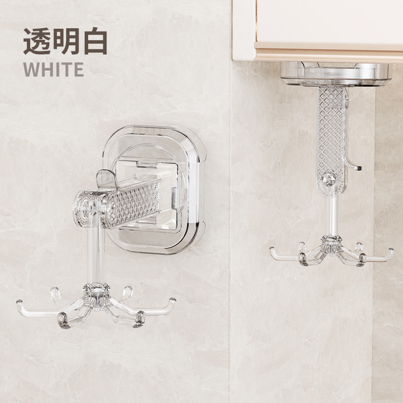 Hoje en casa ventosa seis garras rotatoria gancho de cocina sin perforación pared colgante multifuncional gabinete de baño pared colgante estante de almacenamiento image 8