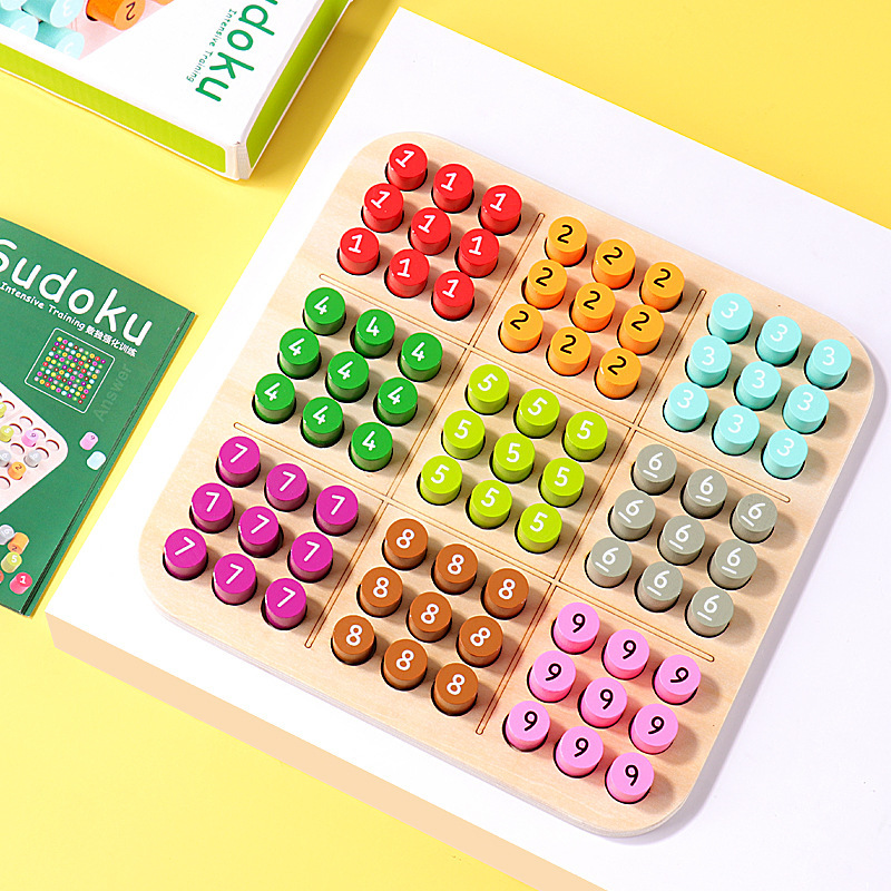 Sudoku infantil introductorio Jiugongge juguetes de mesa de ajedrez estudiantes de primaria de grado 23 pensamiento juego de avance ayuda de madera