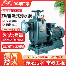 ZW无堵塞污水泵大流量工业排污泵三相卧式管道离心泵直联式自吸泵
