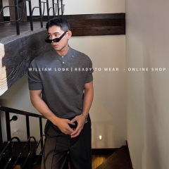 POLO衫翻领短袖针织衫男纽扣英伦商务修身夏季冰丝潮外贸跨境批发