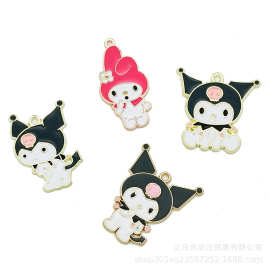 卡通黑甜库洛米diy饰品滴油合金挂件卡通系列韩国手链小吊坠配件