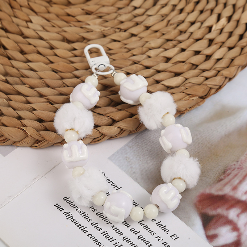 Nuevas letras creativas cuentas colgantes de teléfonos móviles bolsos bolsas de pelo llaveros de automóviles joyas colgantes caja ciega en vivo