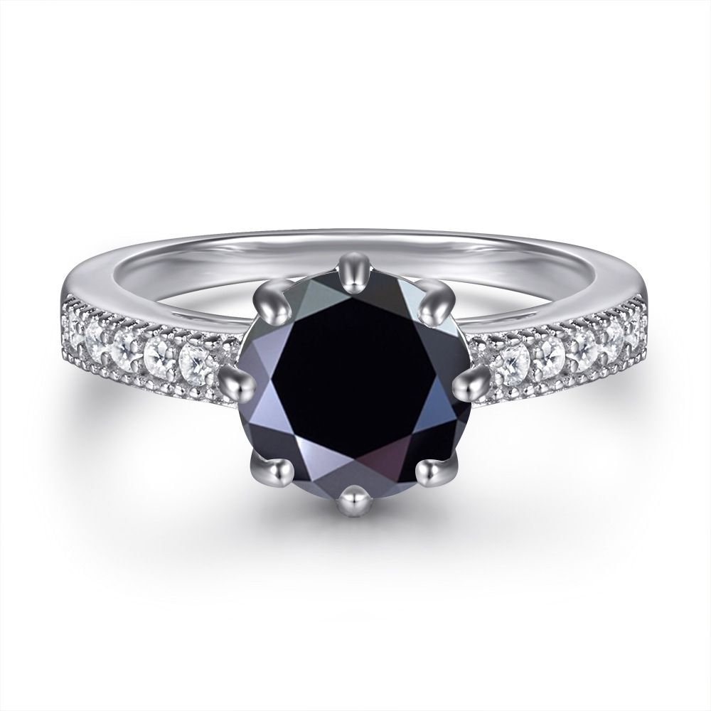 Fashion s925 anillo de plata esterlina diseñado por mujeres, anillo de plata redondo de color, anillo de piedra de moissanita no se desvanece